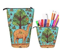 Stand Pencil Case Cartoon Camel and Trees Print Telescopic Pencil Bag Portablem Pen Holder Retractable Makeup Bag for Organizer Stationary Unisex School Office