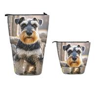 Stand Pencil Case Cute Schnauzer Dog Standing Pencils Pouch Stationery Pen Holder Cosmetic Telescopic Pen Pouch for Students School Office Organizer Stationary