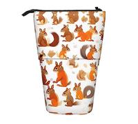 Stand Pencil Case Cute Squirrels Print Standing Pencils Pouch Retractable Telescopic Pencil Bag Stationery Pen Holder for Students Organizer Stationary School Office