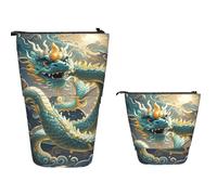 Stand Pencil Case Dragon Chinese Background Telescopic Pen Pouch Large Standing Pencils Pouch Cosmetic Pen Holder for Organizer Stationary Unisex Students