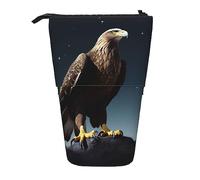 Stand Pencil Case Eagle Under The Stars Print Standing Pencils Pouch Retractable Telescopic Pen Pouch Multifunctional Pen Holder for Organizer Stationary Unisex School Office