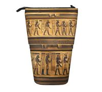 Stand Pencil Case Egypt Hieroglyphics Print Standing Pencils Pouch Multifunctional Telescopic Pen Pouch Large Makeup Bag for School Office Office Supplies Students