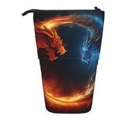 Stand Pencil Case Fire and Ice Dragons Telescopic Pen Pouch Stationery Pen Holder Retractable Makeup Bag for Office Supplies Unisex School Office