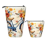 Stand Pencil Case Flower Bicycle Standing Pencils Pouch Multifunctional Makeup Bag Portablem Pen Holder for Students School Office Unisex