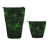 Stand Pencil Case Green Matrix Standing Pencils Pouch Multifunctional Telescopic Pen Pouch Retractable Telescopic Pencil Bag for Unisex School Office Office Supplies