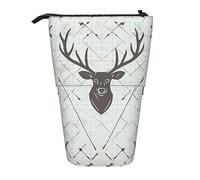 Stand Pencil Case Hunting Arrows Triangles Deer Print Telescopic Pen Pouch Stationery Telescopic Pencil Bag Large Standing Pencils Pouch for Unisex School Office Organizer Stationary