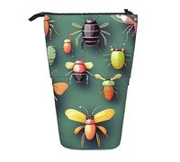 Stand Pencil Case Insect Atlas Print Pen Holder Multifunctional Makeup Bag Retractable Standing Pencils Pouch for Office Supplies Unisex School Office