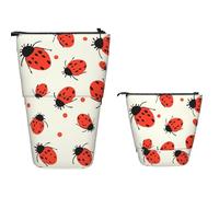 Stand Pencil Case Ladybugs Pattern Infinite Speckled Standing Pencils Pouch Cosmetic Telescopic Pen Pouch Portablem Makeup Bag for Organizer Stationary School Office Office Supplies