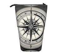 Stand Pencil Case Law of The Compass Navigation Print Standing Pencils Pouch Stationery Telescopic Pencil Bag Large Pen Holder for School Office Students Unisex