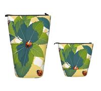 Stand Pencil Case Leaves and Ladybugs Telescopic Pencil Bag Multifunctional Makeup Bag Portablem Pen Holder for Organizer Stationary Students School Office