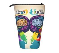 Stand Pencil Case Left and Right Brain Advantage Print Telescopic Pen Pouch Portablem Pen Holder Multifunctional Telescopic Pencil Bag for School Office Office Supplies Students