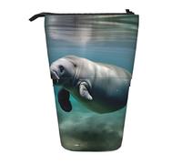 Stand Pencil Case Manatees Animal Print Pen Holder Large Telescopic Pencil Bag Portablem Makeup Bag for School Office Office Supplies Unisex