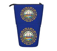 Stand Pencil Case New Hampshire State Flag Standing Pencils Pouch Large Pen Holder Cosmetic Makeup Bag for Unisex School Office Organizer Stationary
