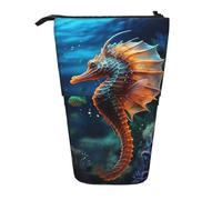 Stand Pencil Case Oceans Seahorses Makeup Bag Cosmetic Telescopic Pen Pouch Large Telescopic Pencil Bag for Unisex Office Supplies School Office