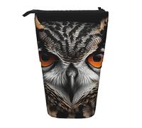 Stand Pencil Case Owl Eyes Print Telescopic Pencil Bag Retractable Telescopic Pen Pouch Cosmetic Standing Pencils Pouch for Unisex Organizer Stationary Students