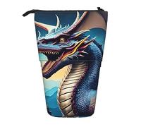 Stand Pencil Case Roaring Dragon Print Telescopic Pen Pouch Portablem Standing Pencils Pouch Retractable Telescopic Pencil Bag for Unisex School Office Organizer Stationary