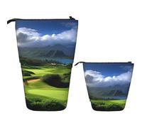 Stand Pencil Case Scenic Hawaii Golf Tropical Telescopic Pencil Bag Cosmetic Makeup Bag Retractable Pen Holder for Office Supplies Organizer Stationary School Office