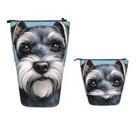 Stand Pencil Case Schnauzer Blue Pen Holder Large Telescopic Pencil Bag Retractable Makeup Bag for School Office Organizer Stationary Office Supplies