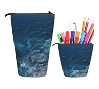 Stand Pencil Case Sea Seen from The Top Makeup Bag Stationery Telescopic Pen Pouch Portablem Pen Holder for School Office Students Office Supplies