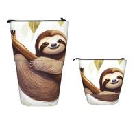Stand Pencil Case Sloths Pictures Standing Pencils Pouch Retractable Makeup Bag Large Telescopic Pen Pouch for Unisex School Office Students