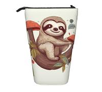 Stand Pencil Case Sloths with Mushrooms Print Pen Holder Large Telescopic Pen Pouch Retractable Telescopic Pencil Bag for School Office Organizer Stationary Office Supplies