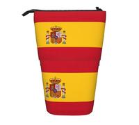 Stand Pencil Case Spanish Flag Telescopic Pen Pouch Cosmetic Pen Holder Multifunctional Standing Pencils Pouch for School Office Office Supplies Students