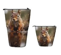 Stand Pencil Case Squirrel by The Puddle Telescopic Pencil Bag Portablem Telescopic Pen Pouch Cosmetic Makeup Bag for Unisex Office Supplies Organizer Stationary