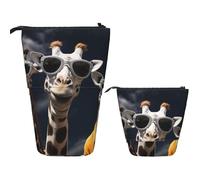 Stand Pencil Case Three Giraffes Wearing Sunglasses Pen Holder Stationery Telescopic Pen Pouch Cosmetic Makeup Bag for Students School Office Organizer Stationary