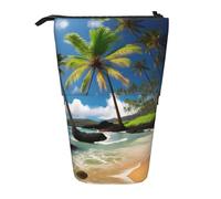 Stand Pencil Case Tropical Palm Tree Hawaii Beach Print Telescopic Pen Pouch Multifunctional Telescopic Pencil Bag Cosmetic Pen Holder for Organizer Stationary Office Supplies Students