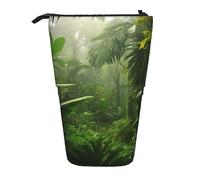 Stand Pencil Case Tropical Rainforest Print Telescopic Pencil Bag Retractable Makeup Bag Portablem Pen Holder for Students Unisex School Office