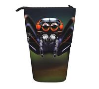 Stand Pencil Case Tropical Rainforest Spiders Print Telescopic Pen Pouch Large Telescopic Pencil Bag Retractable Standing Pencils Pouch for Organizer Stationary Unisex Students
