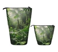 Stand Pencil Case Tropical Rainforest Telescopic Pen Pouch Retractable Pen Holder Multifunctional Standing Pencils Pouch for Unisex Students Office Supplies