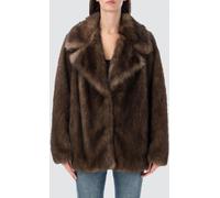 STAND STUDIO Short Shearling-Style Faux Fur Jacket with Dropped Shoulders - Size: 38 - female