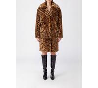 STAND STUDIO Single-Breasted Animal Print Faux Fur Knee-Length Coat - Size: 38 - female