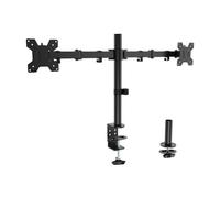 Stand - Table Monitor Stand, Swivel and Tilt, Up to 10 kg, 2 Arms, Compatible with Screens from 17 to 32 Inches, Black.
