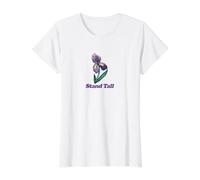 Stand Tall Purple Iris Illustration Value Graphic T-Shirt, Women, White, XL
