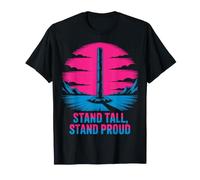 Stand Tall Stand Proud Retro Neon Design T-Shirt