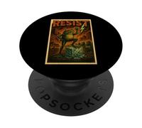 Stand Up And Resist Frog With Foot On Ice Cube Poster Style PopSockets Adhesive PopGrip