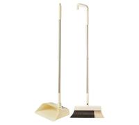 Stand Up Broom and Dustpan - Upright Sweeping Set, Soft Bristle Brush, with Extended Handle Standing Dust Pan | Foldable Cleaning Tool for Kitchen Room Lobby Corridor Garage Home Utility Area