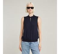 Stand Up Collar Top - Dark blue - Women XXS