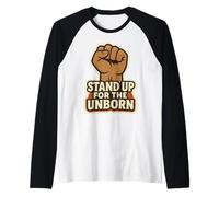 Stand Up for The Unborn Pro-Life Raised Fist Retro Vintage Raglan Baseball Tee