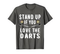 Stand up If You Love The Darts Funny Dart T-Shirt, Men, Asphalt Grey, Small