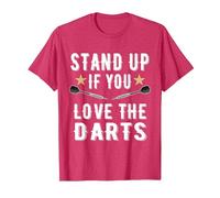 Stand up If You Love The Darts Funny Dart T-Shirt, Men, Red Heather, Small