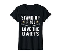 Stand up If You Love The Darts Funny Dart T-Shirt, Women, Black, Small