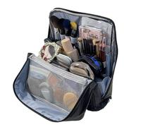 Stand Up Makeup Bag Large Capacity Portable Waterproof Case | Wide-Open Makeup Bag with Compartments for Christmas School Vanity Beauty, Brushes Mirror Toiletry Jewelry Accessories
