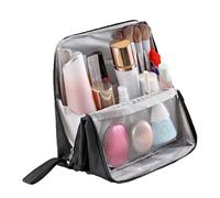 Stand Up Makeup Bag - Makeup Organizer - Waterproof Case Storage Standing Organizer with Multiple Compartments Portable for Cosmetic Mirror