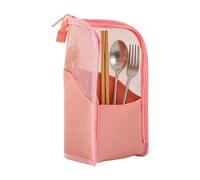 Stand-Up Makeup Brush Storage Organizer Bag, Waterproof Cosmetic Storage Pouch, Half Clear Cosmetic Brush Organizer Bag for Dormitory Vacation Business Trip Outdoor Camping Hotel Weekend Getaway