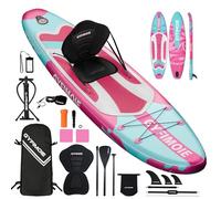 Stand Up Paddle Board with Seat, Inflatable SUP Board with All Accessories Kits 325cm Paddleboard with Hand Pump, Backpack, Non-Slip Deck for Adults & Youth of All Levels(Candy Coral)