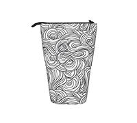 Stand Up Pencil Holder Clouds Comic Black Stand Up Pen Bag with Zipper Telescopic Pencil Case Portable Pencil Pouch, for Girls, Boys, Teen