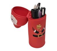 Stand Up Pencil Pouch | Silicone Santa Christmas Storage Bag,Pencil Bag Cute Stationery Pen Case | for School Classroom Office Home Desk Student Teacher Boys Girls Teen Holiday